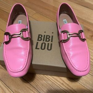 Women's Pink Leather Horsebit Loafers